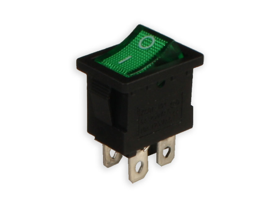 Interruptor Basculante 2P 1C -Botão Iluminado Verde