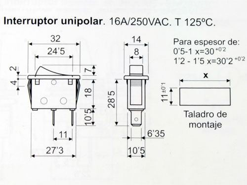 2P 1C - Rocker Switch - Red Button