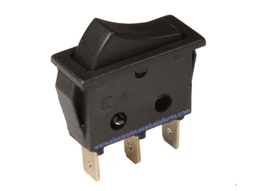2P 1C - Two-Way Rocker Switch - Black Button