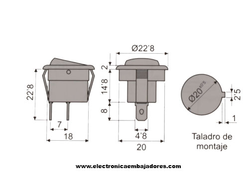 Interrupteur à Bascule 2P 1C - Bouton Lumineux Rouge
