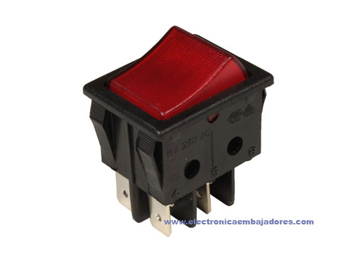 2P 1C - Two-Way Rocker Switch - Illuminated Red Button