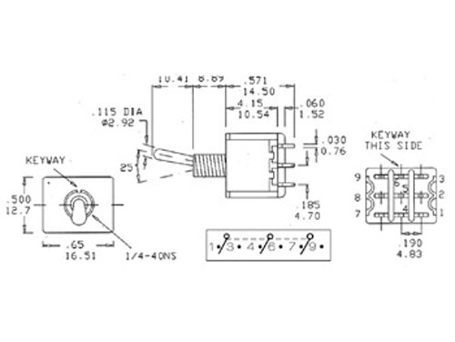 Interrupteur Commutateur à Levier Petit 2P 3C