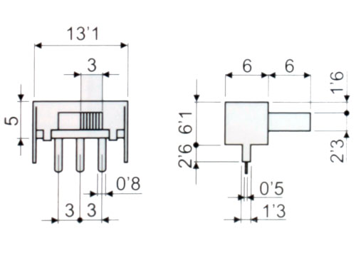 Interruptor Conmutador Deslizante 2P 1C