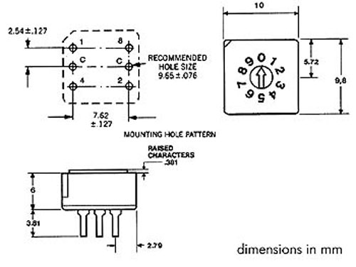 ECE ERD110RSZ - BCD Two-Way Switch - Circuit Board Mount