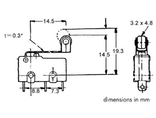 micro Switch Pequeno com Patilha com Rolamento