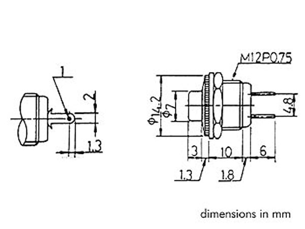 Panel-Mount Push Button Switch - 1NO - Red