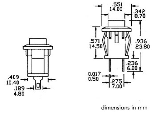 Panel-Mount Push Button Switch - 1NO - Red