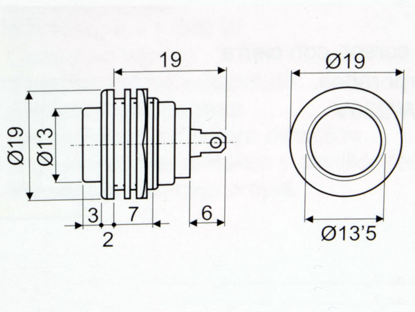 Panel-Mount Push Button Switch - 1NC - Blue