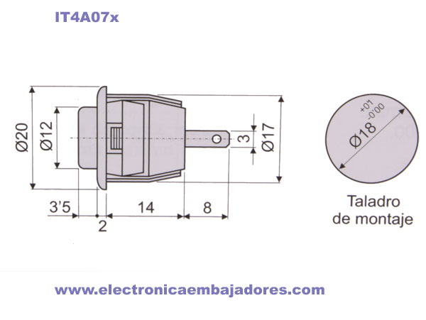 Panel-Mount Push Button Switch - 1NO - Red