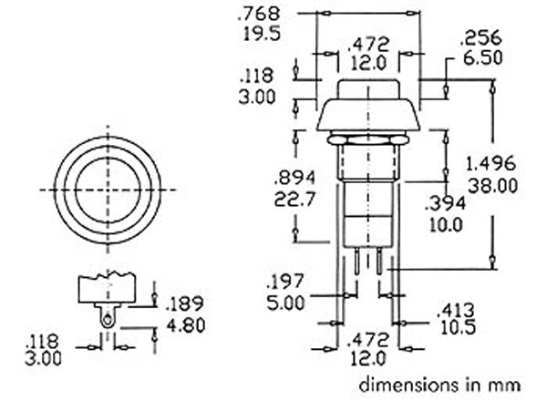 Panel-Mount Push Button Switch - 1NO - Red