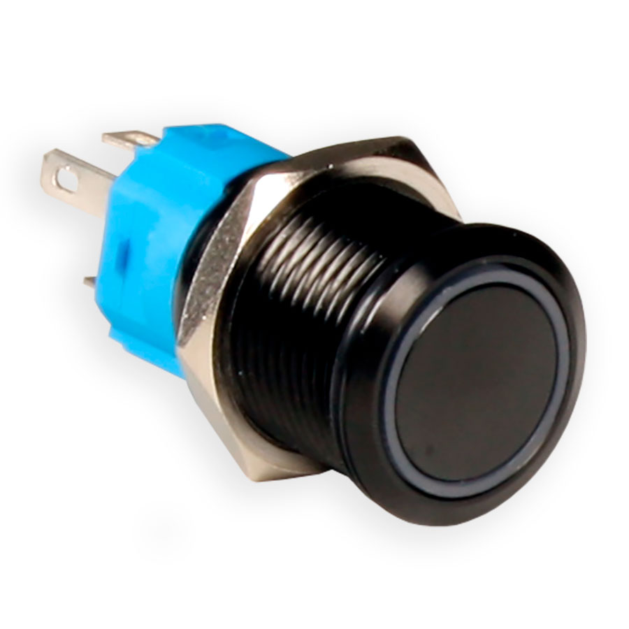 SWITCHTRONIX Serie 16 - Vandal-proof Non-Latching Push Button Panel - IP66 - Ø16 mm - 1NO + 1NC - Blue 12 V