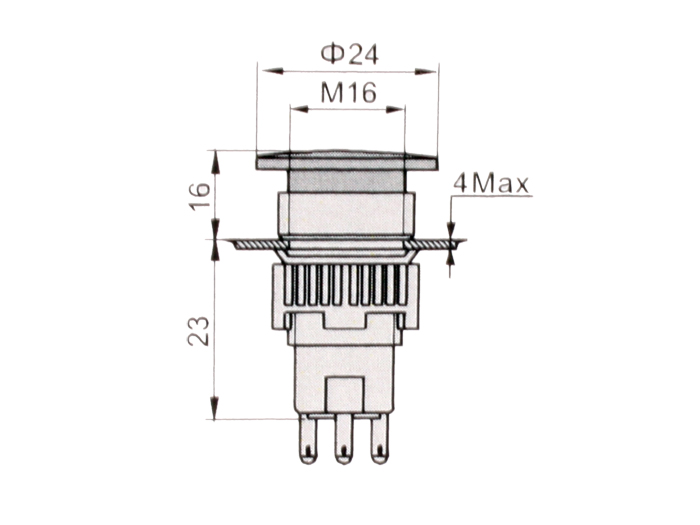 SWITCHTRONIX - Ø16 mm 1NO + 1NC Mushroom Stop Button - Ø30 mm Mushroom Emergency Button - 24V LED - Momentary