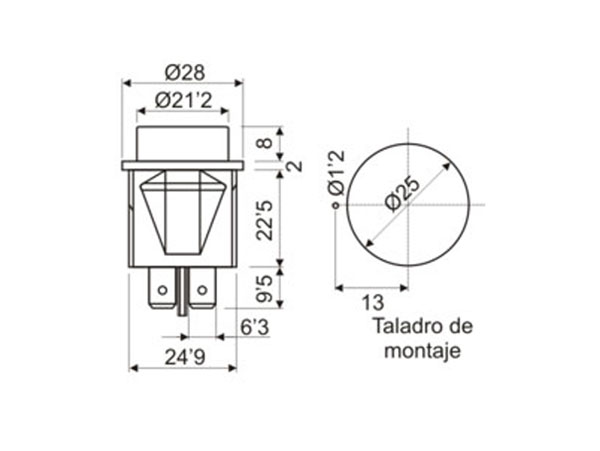 Panel-Mount Push Button Switch - Illuminated Red