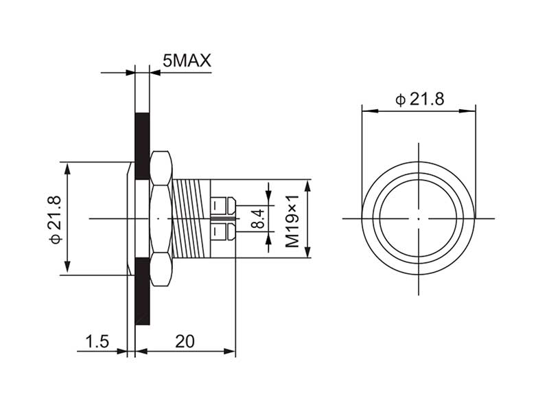 SWITCHTRONIX Serie 22 - Anti-vandal Panel Pushbutton Without Interlocking - IP67 - Ø22 mm - 1NO - Screws
