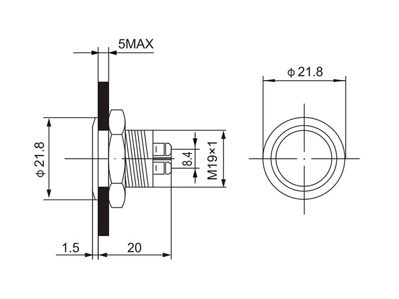 Serie 22 - Anti-vandal Panel Pushbutton Without Interlocking - IP67 - Ø22 mm - 1NO - Screws