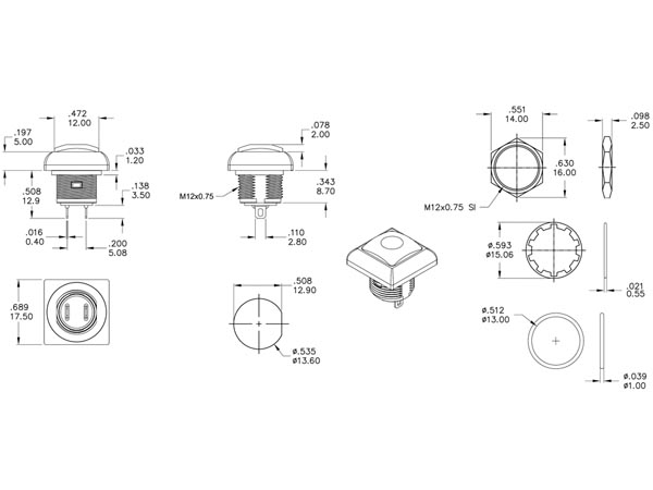 Serie 31 - Panel-Mount Push Button Switch - 1NO - Blue - R1397B