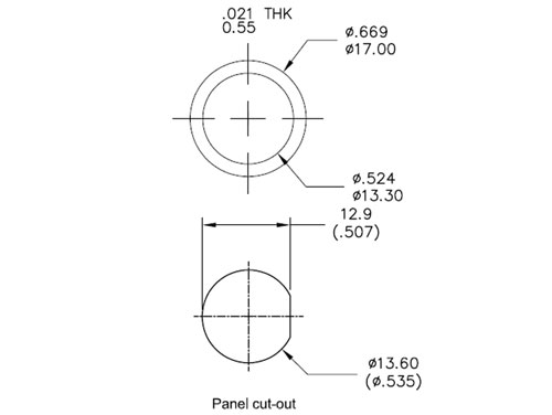 Serie 32 - Panel-Mount Push Button Switch with Wires - 1NO - Blue - R1395B