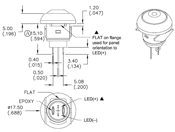 Serie 33 - Miniature Panel-Mount Push Button Switch - 1NO - Blue - R1396B