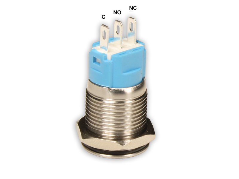 SWITCHTRONIX Serie 40 - Silver-Plated Panel-Mount Push Button - Interlocked - 1NO + 1NC