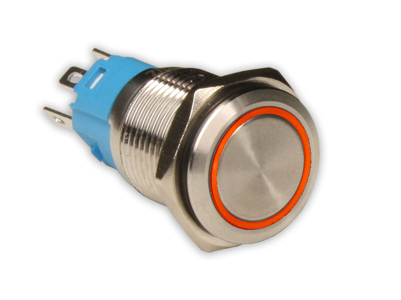 SWITCHTRONIX Serie 40 - Botão de Pressão Painel Prateado - 1NA + 1NF - LED Vermelho 12 V