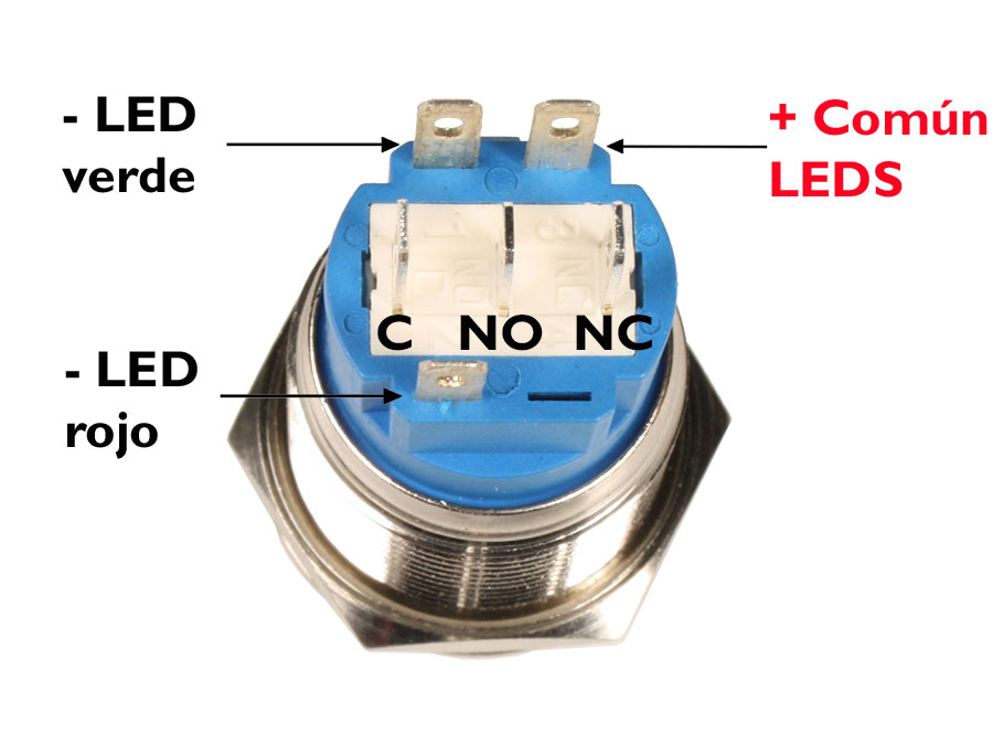 Serie 53 - Anti-Vandal Push Button Switch with Interlocking - IP65 - Ø19 mm - 1NA + 1NC - LED Red 12 V - 4190-12