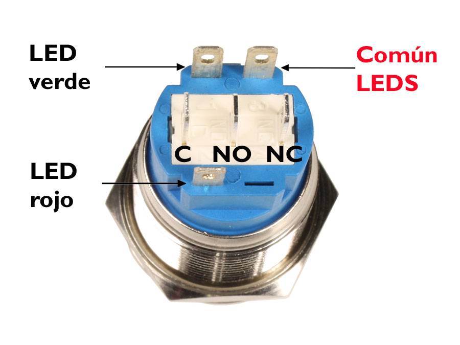 Serie 53 - Anti-Vandal Push Button Switch with Interlocking - IP65 - Ø19 mm - 1NA + 1NC - LED Red-Green 230 V - 4190-220