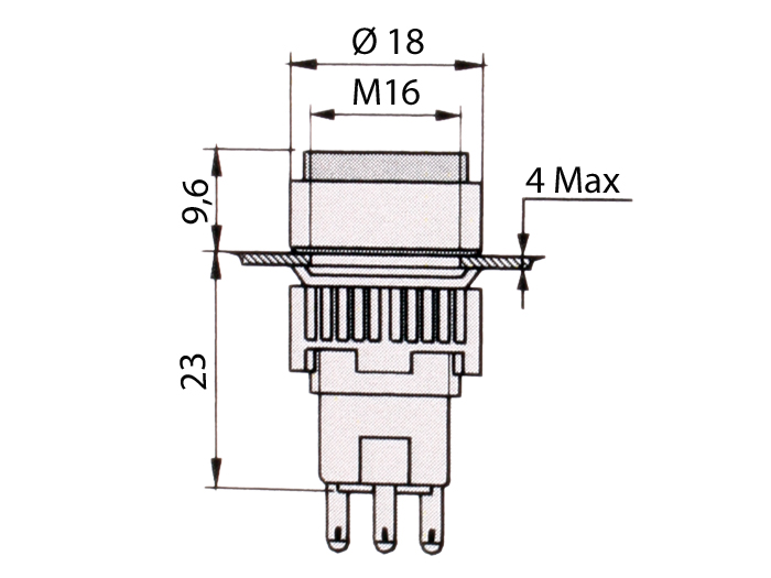 SWITCHTRONIX Serie 74 - Push Button with Interlocking - Ø16 mm - 1NO + 1NC - LED Red 24 V