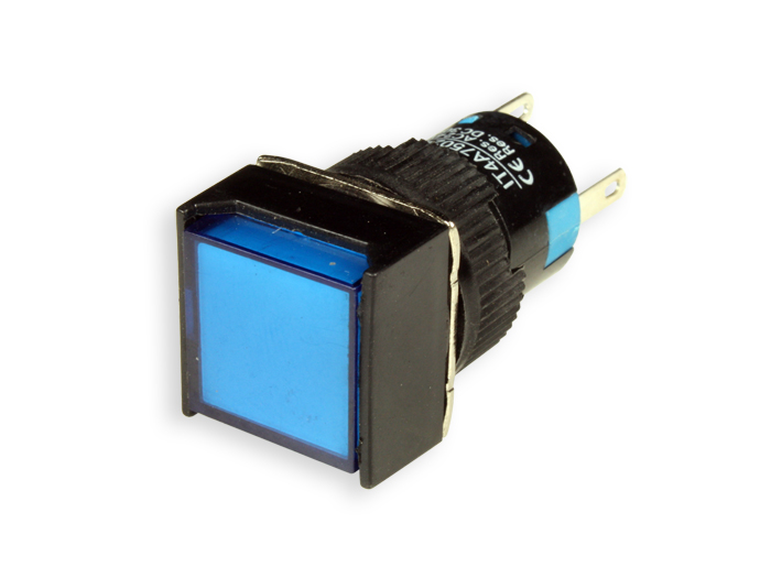 SWITCHTRONIX Serie 75 - Botão de Pressão Painel sim Encravamento - Ø16 mm - 1NA + 1NC - LED Azul 12 V