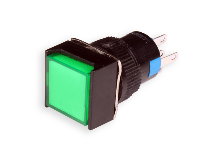 SWITCHTRONIX Serie 75 - Botão de Pressão Painel sim Encravamento - Ø16 mm - 1NA + 1NC - LED Verde 12 V