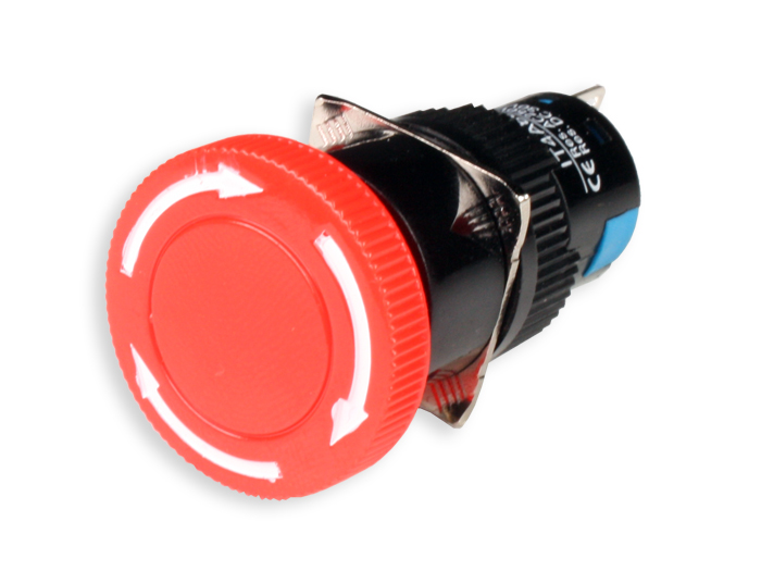 SWITCHTRONIX - Botão de Paragem de Emergência Ø16 mm 1NA + 1NF - Botão Ø23 mm - Girar para soltar