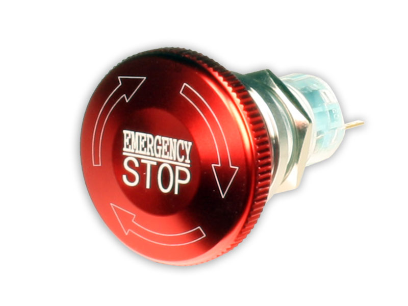 SWITCHTRONIX - Botão de Paragem de Emergência Ø16 mm 1NA + 1NF - Botão Ø30 mm - Girar para soltar