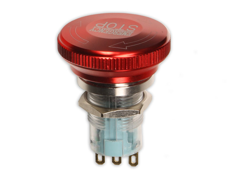 SWITCHTRONIX - Ø16 mm 1NO + 1NC Mushroom Stop Button - Ø30 mm Mushroom Emergency Button - Twist to Release