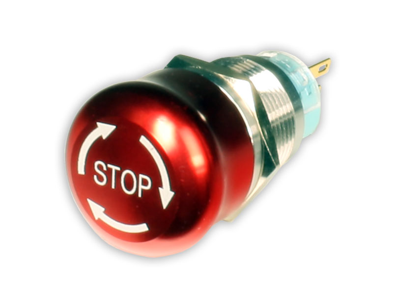 SWITCHTRONIX - Botão de Paragem de Emergência Ø19 mm 1NA + 1NF - Botão Ø24 mm - Girar para soltar