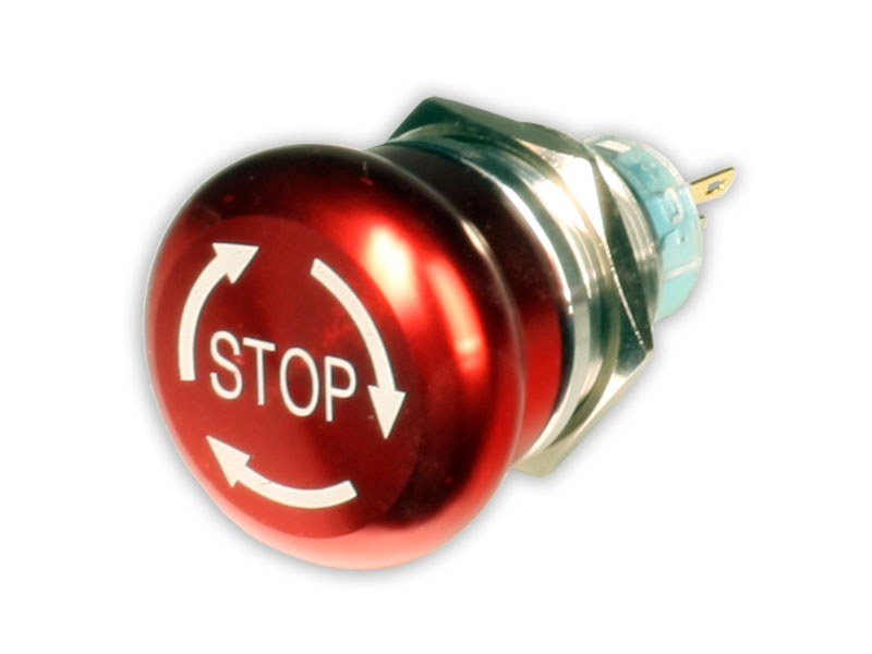 SWITCHTRONIX - Botão de Paragem de Emergência Ø22 mm 1NA + 1NF - Botão Ø30 mm - Girar para soltar