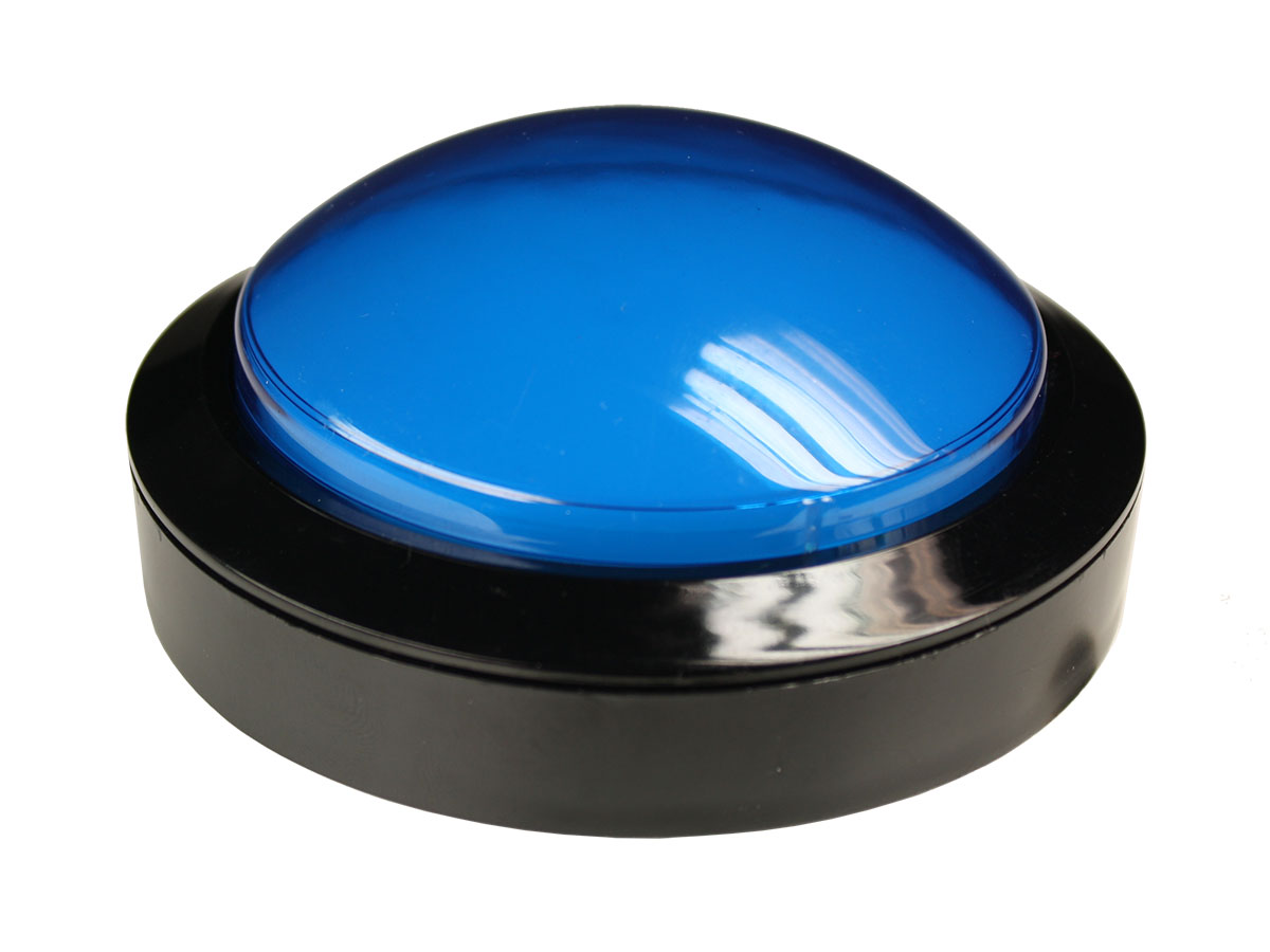 SWITCHTRONIX Serie 95 - Botão de Pressão Arcade Gigante Redondo Painel - Ø100 mm - Iluminado Azul - LED 12 V