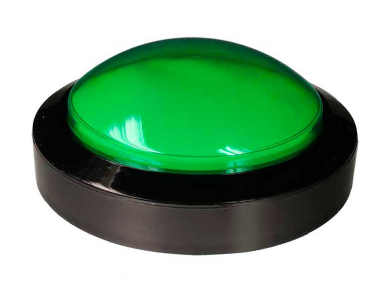 Serie 95 - Ø100 mm - Big Dome Arcade Panel-Mount Push Button - Illuminated Green - LED 12 V
