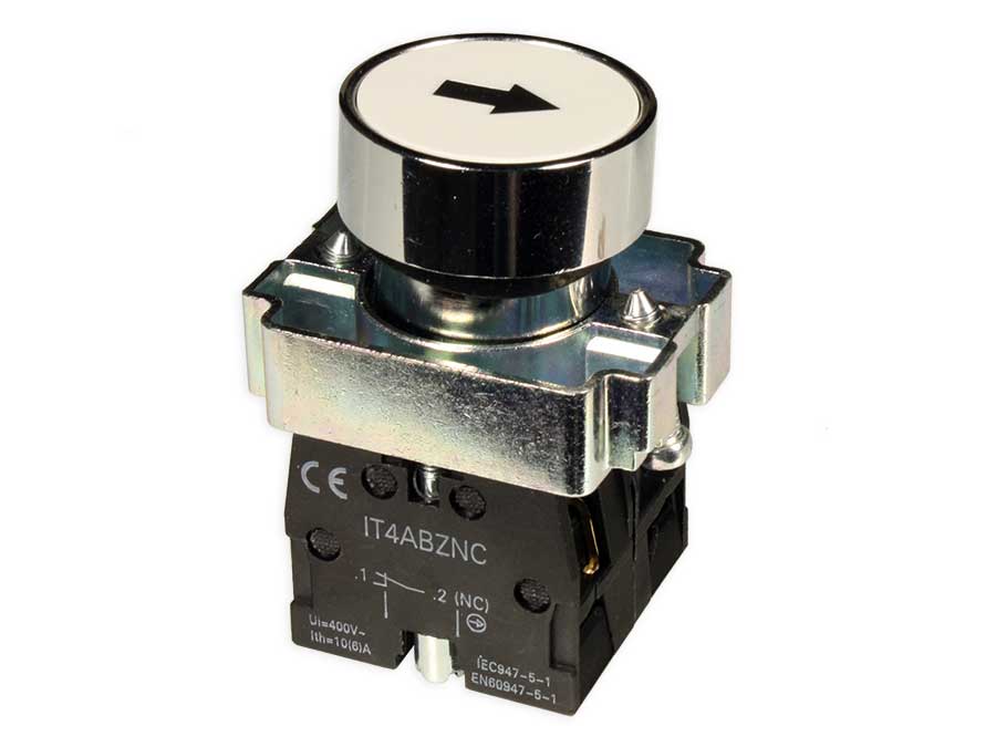 SWITCHTRONIX Serie BZ - Actuator, Panel-Mount Push Button - Black Arrow White Background - Ø22,5 mm 