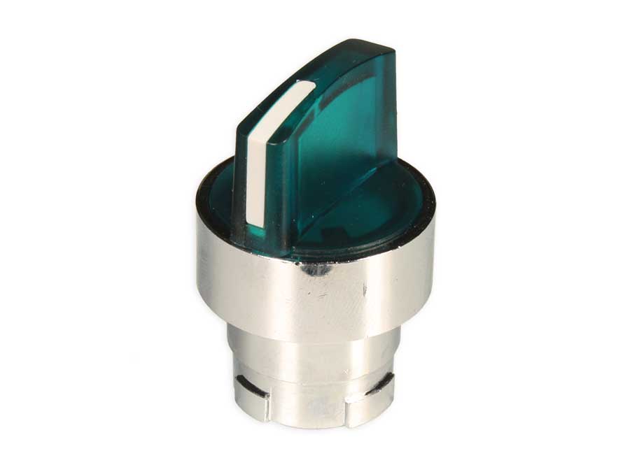 SWITCHTRONIX Serie BZ - Atuador Seletor Iluminado 2 Posições Fixas ou Mantidas - Ø22,5 mm - Verde
