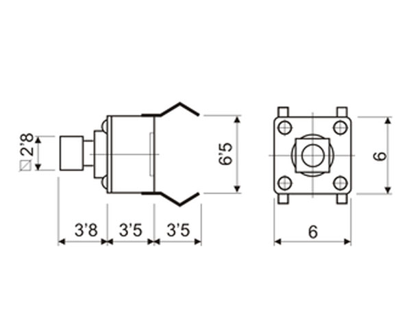 1NO Printed Circuit Board Push Button Tactile Switch