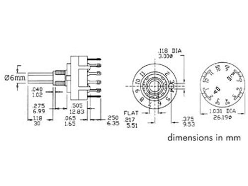 Interruptor Conmutador Rotativo 6 Posiciones 2 Circuitos