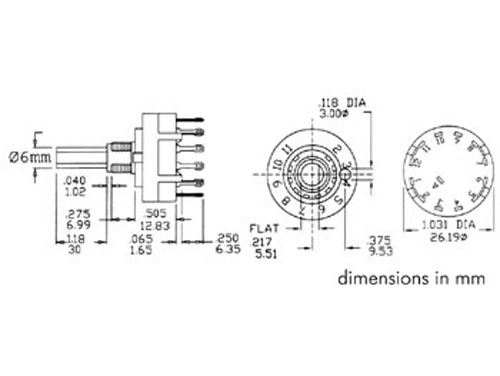 Two-Way Rotary Switch 12 Positions 1 Pole