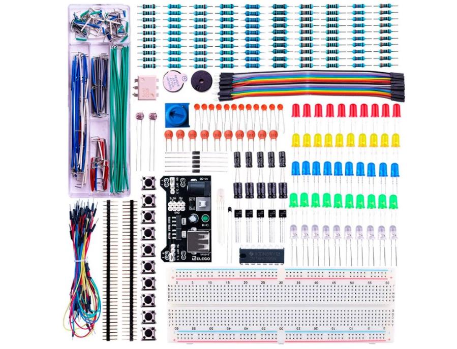 Kit de divers composants avec module d'alimentation + planche à pain (sans Arduino)