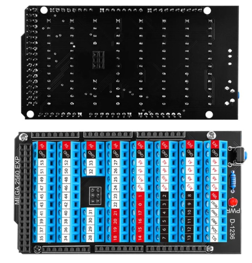 52Pi EP-0166 - Módulo de expansión para Arduino MEGA 2560 R3 con puertos, botón de reset y LED