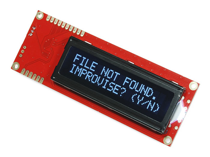 16 x 2 Alphanumeric RS232 Serial LCD - White on Black - LCD-09395