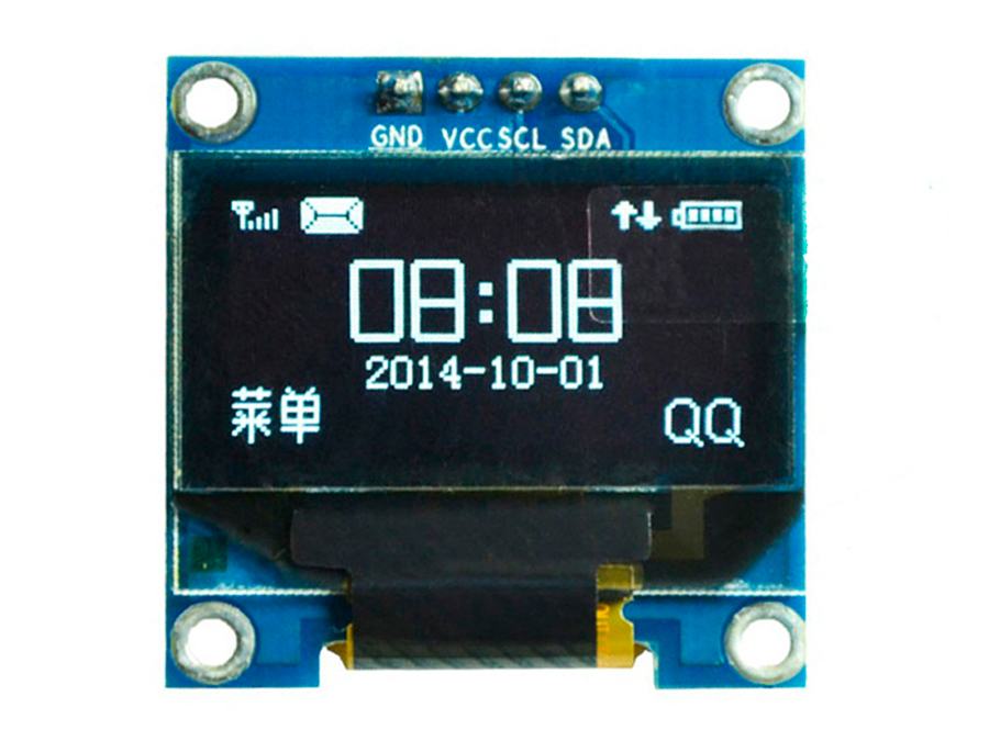 Módulo LED OLED SPI/IIC I2C - 0,96” - 128 x 64 - Blanco - 4 pines