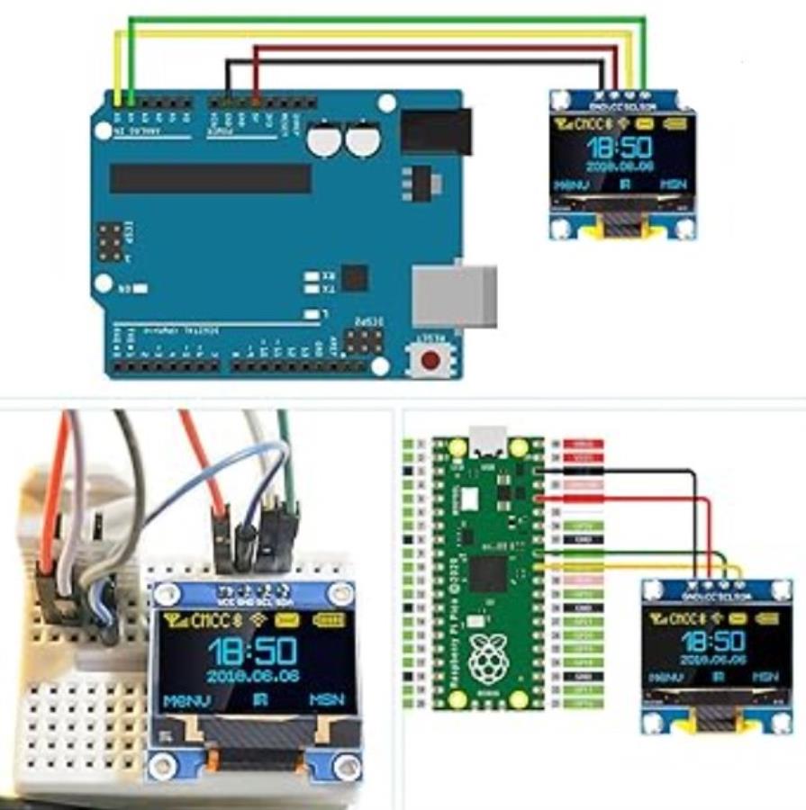Módulo LED OLED IIC - 0,96” - 128 x 64 - Amarillo y azul - 4 pines