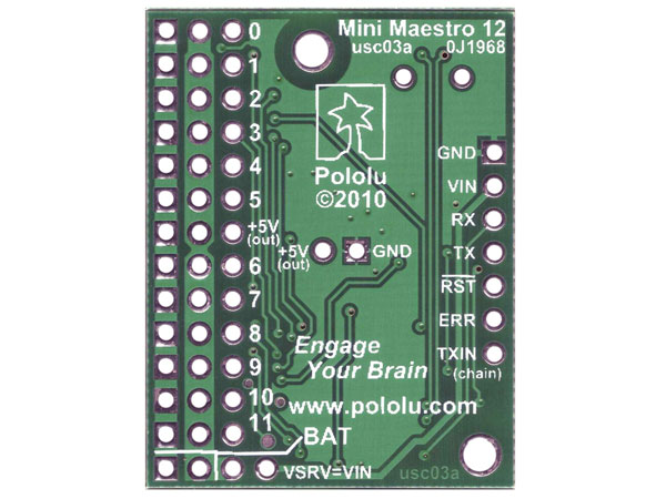 Pololu micro MAESTRO - Controlador Servo Motores USB de 12 Canales - Versión Ensamblada