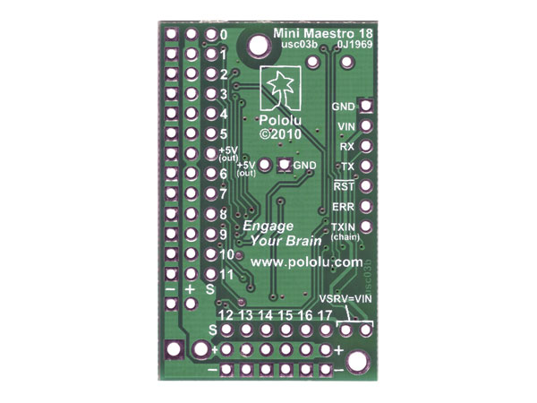 Pololu micro MAESTRO - Controlador Servo Motores USB de 18 Canales - Versión Ensamblada