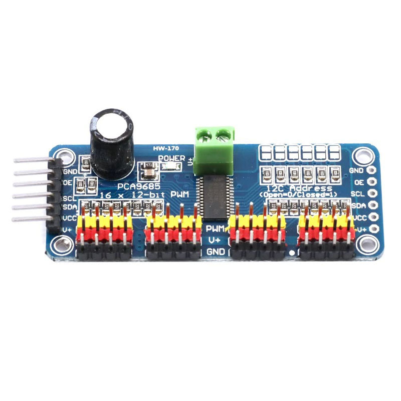 Contrôleur PCA9685 16 Canaux pour Servomoteurs PWM I2C Compatible Arduino, ESP32 et Raspberry Pi