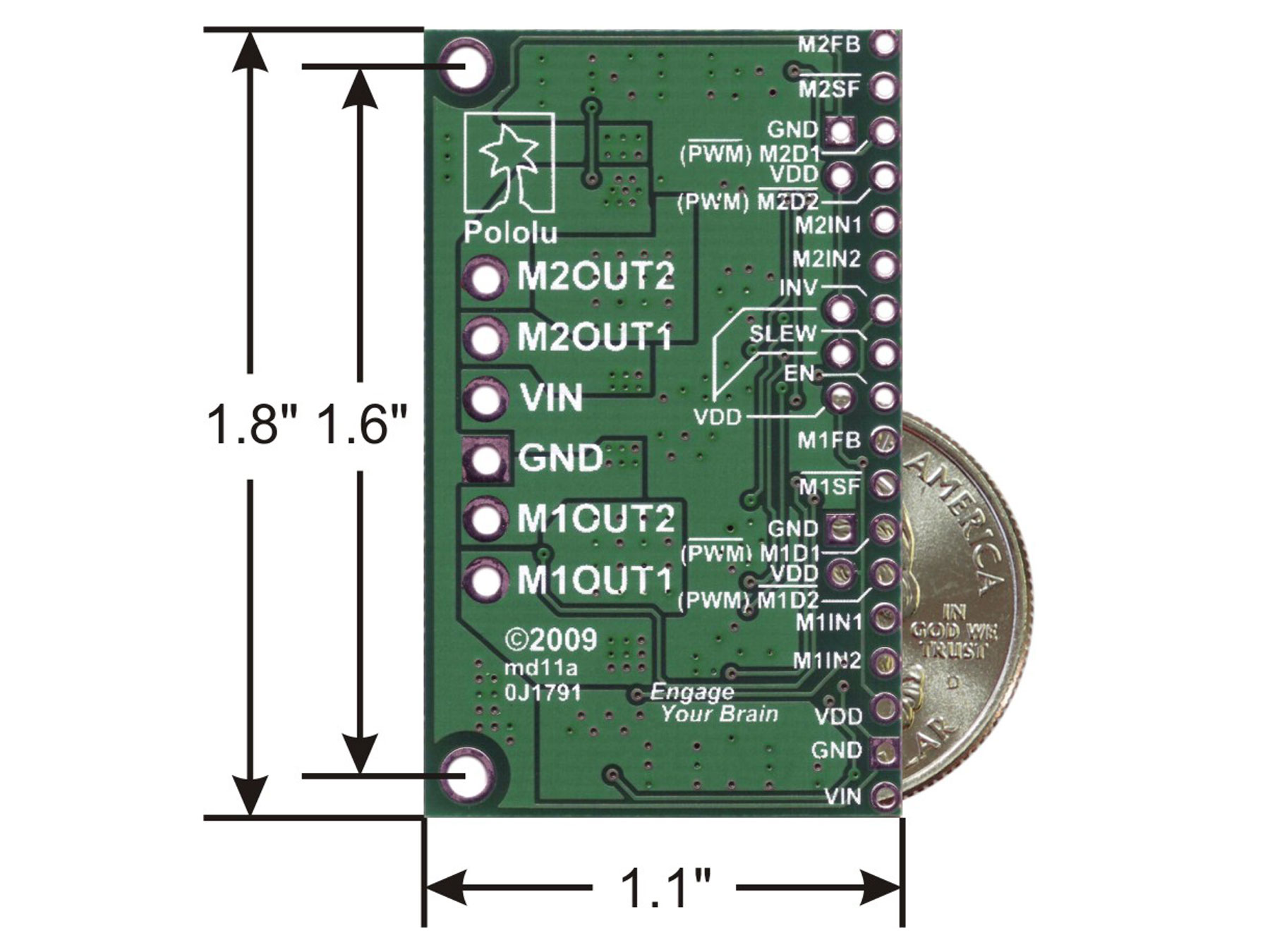 Pololu DUAL MC33926 - Contrôleur 2 Moteurs Continu - 3 A - 1213